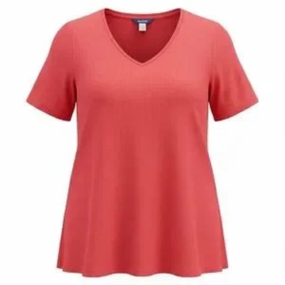 Women's Short Sleeve V-Neck Top - Coral